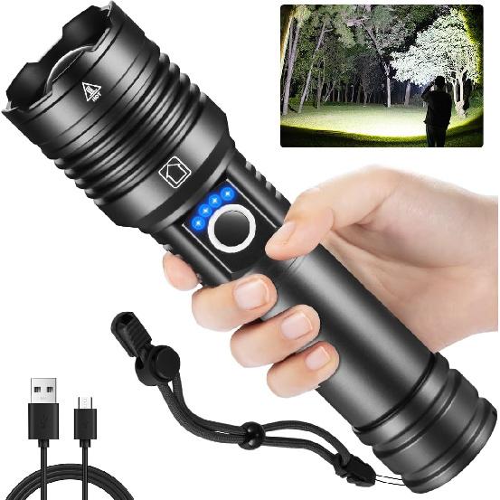 Rechargeable Flashlights High Lumens, 990000lm Super Bright Flashlight Rechargeable with 5Mode, High Powered Tactical Flashlights High Lumens,