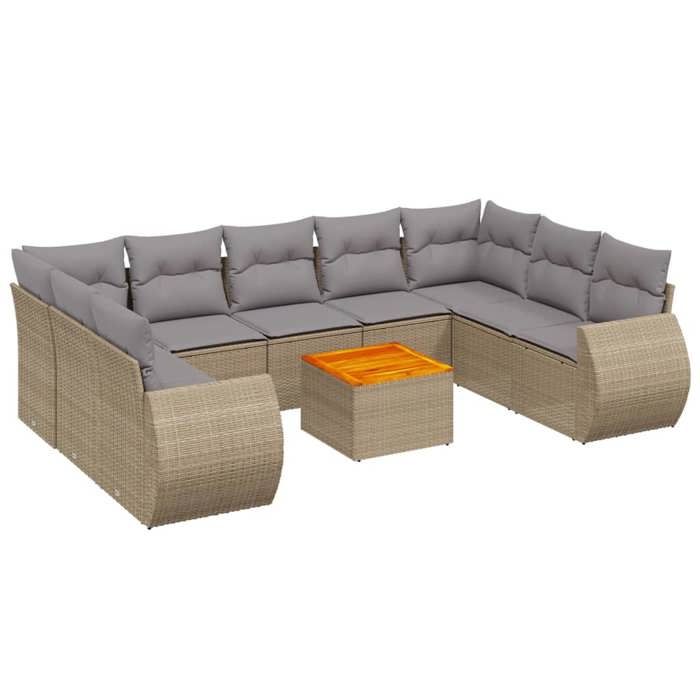 VidaXL Garden Lounge Set with Cushions 10 Pcs, Patio Sofas, Patio Furniture Set, Outdoor Furniture, Beige 3225149