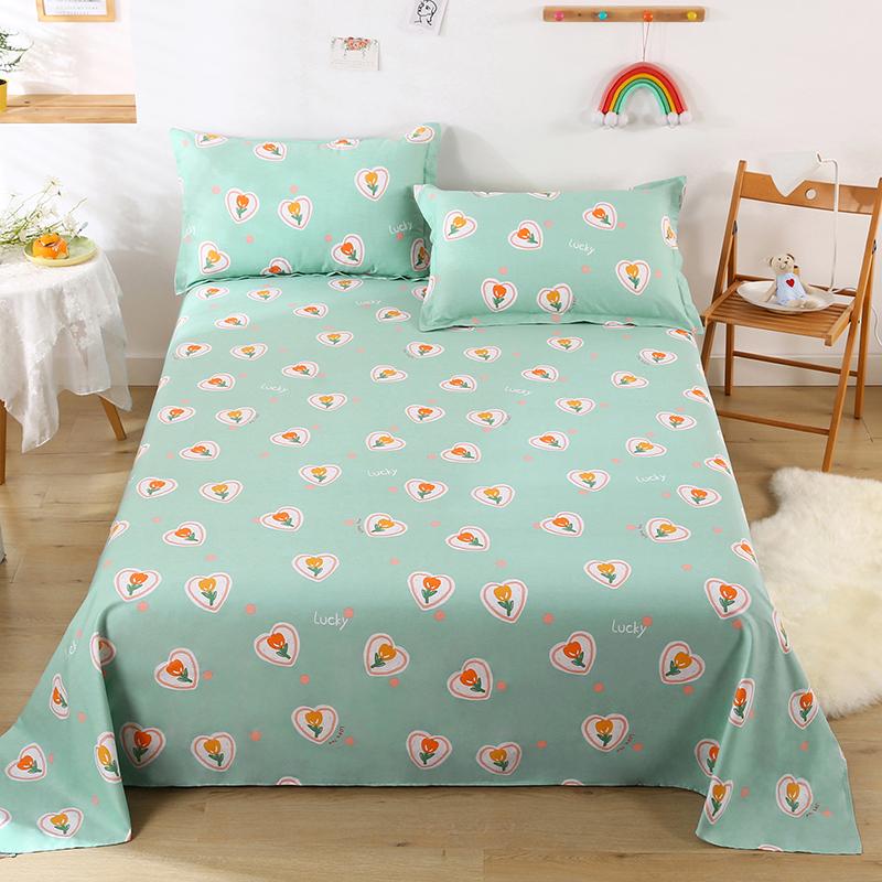 3Pcs Botanical Floral Pattern Bed Sheet Set 100% Cotton Skin-friendly Breathable Bedsheet Sets Home Flat Sheet with Pillowcases