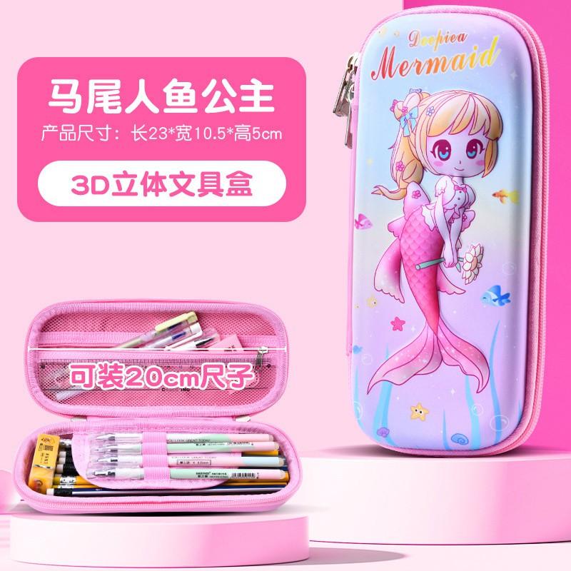 Kids Cartoon Pencil Case 3D PU Leather School Organizer Boys Girls Elementary Students