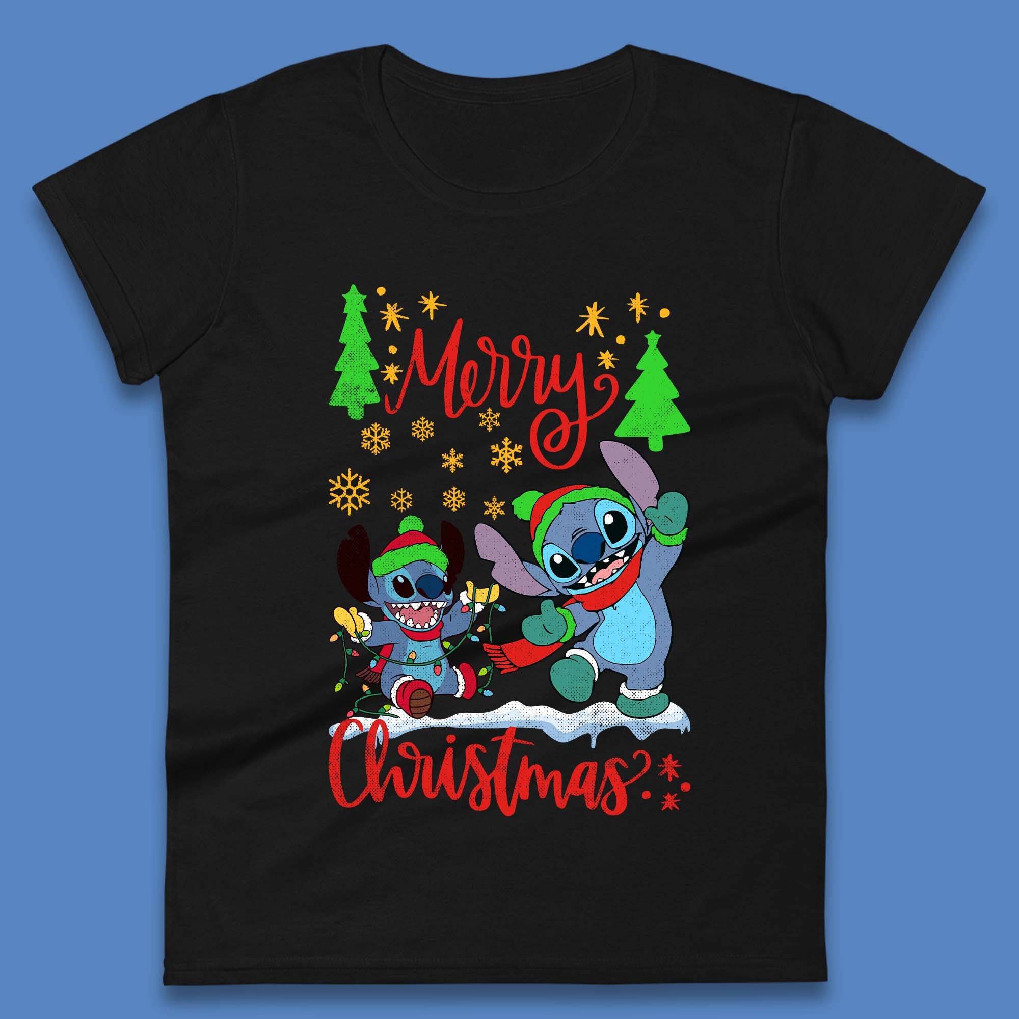Рождественская футболка Stitch Squad Женские Топы Футболки Унисекс 2XL