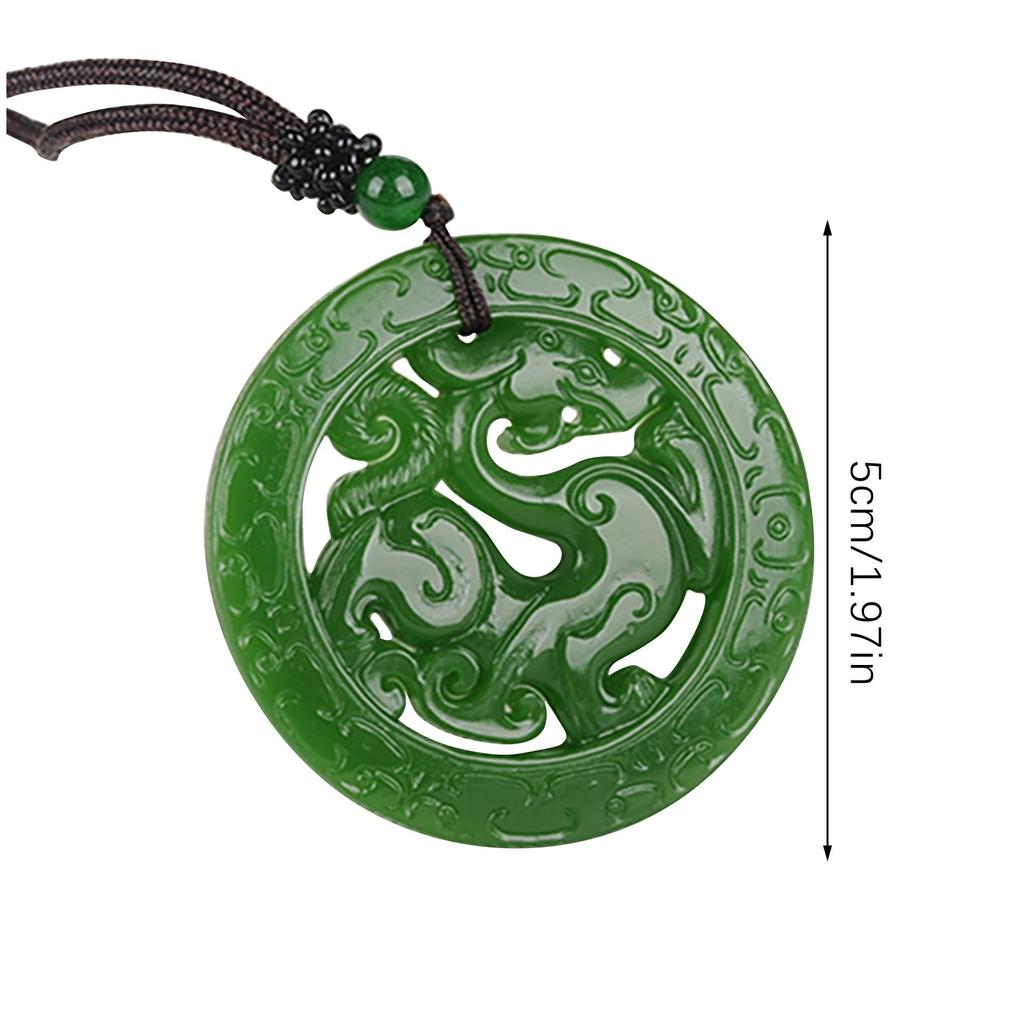 Zielony wisiorek z jadeitu Medal Dragon Hollow Rzeźba z jadeitu medal Dragon Hollow
