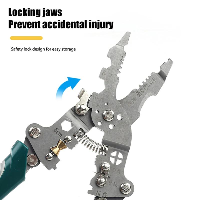 1Pcs Wire Stripper Foldable Cable Cutter Stripper Pliers Multi-Function Electrician Hand Tool For Wires Cutting Crimping