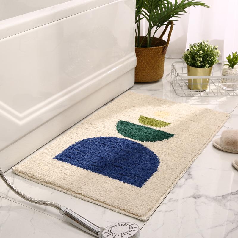 Modern Abstract Art Microfiber Bath Mat Flocking Bathroom Rug Decorative Carpet Non-slip Absorbent Shower Door Mat Foot Pad