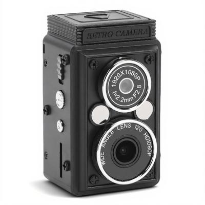 SENECESLI Vintage Dual Lens Camera with Flash, 12MP 1080P HD Wide Angle, Keychain Camera for Teen Students Traveling