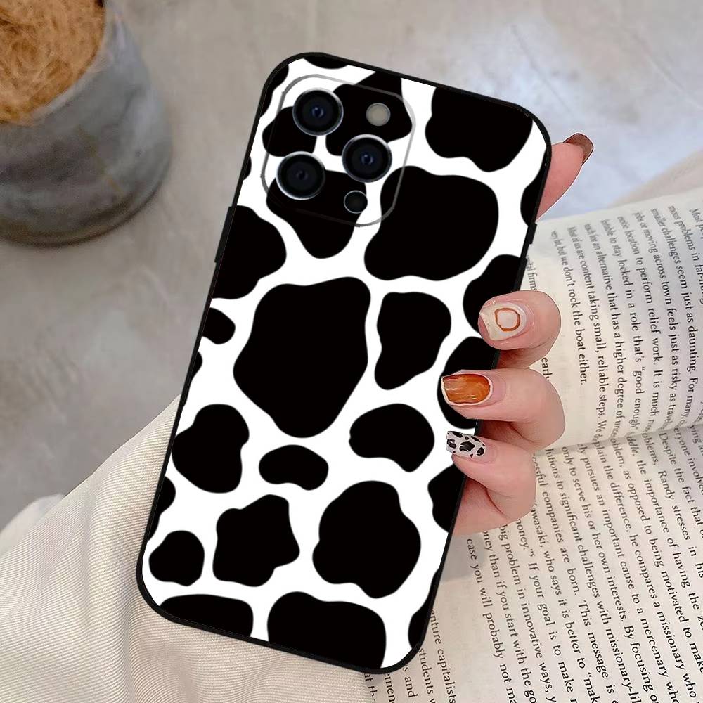 Black leopard print Phone Case For iPhone 17,16,15,14,13,12,11 Plus,Pro Max,XS,Soft Silicone Black Cover iPhone16ProMax