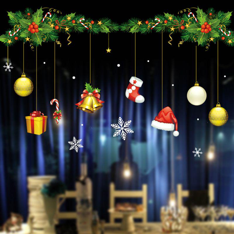 2020 Christmas Merry Window Wall Sticker Decals Snowflake Santa Claus Decor Xmas