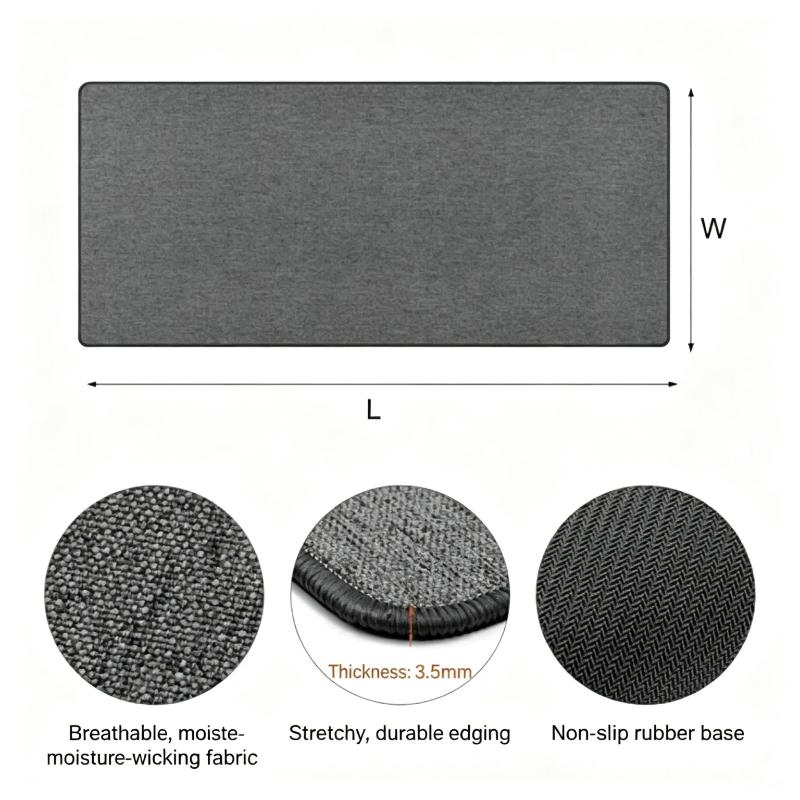 Hoge Kwaliteit Bureau Mat/Muismat; Grote maat; Geschikt voor gaming en kantoorgebruik; 3,5 mm dikte.