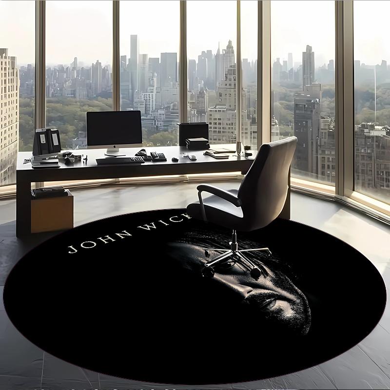 Baba Yaga John Wick (1) Round Office Rug Decorative Floor Rug for Office Bedroom Living Room and Home Space