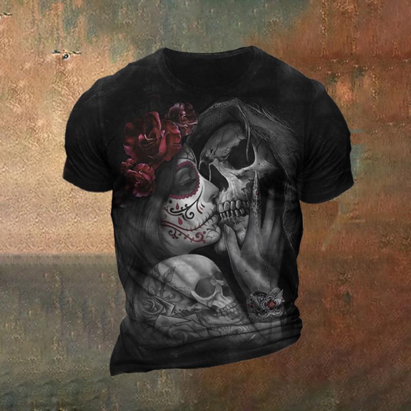 

Мужская футболка с 3d-принтом черепа, уличная повседневная свободная креативная футболка с короткими рукавами в стиле ужасов, повседневная уличная одежда M