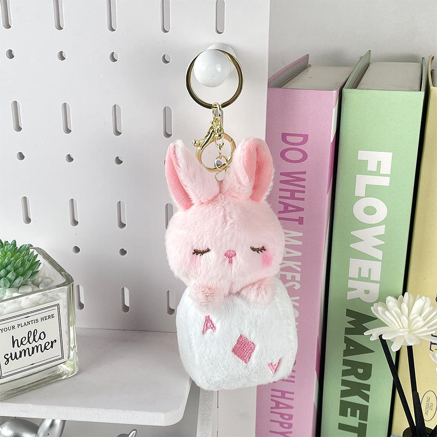 Cute Poker Card Animal Doll Plush Pendant Cute Rabbit Frog Doll Doll Schoolbag Hanging Decoration