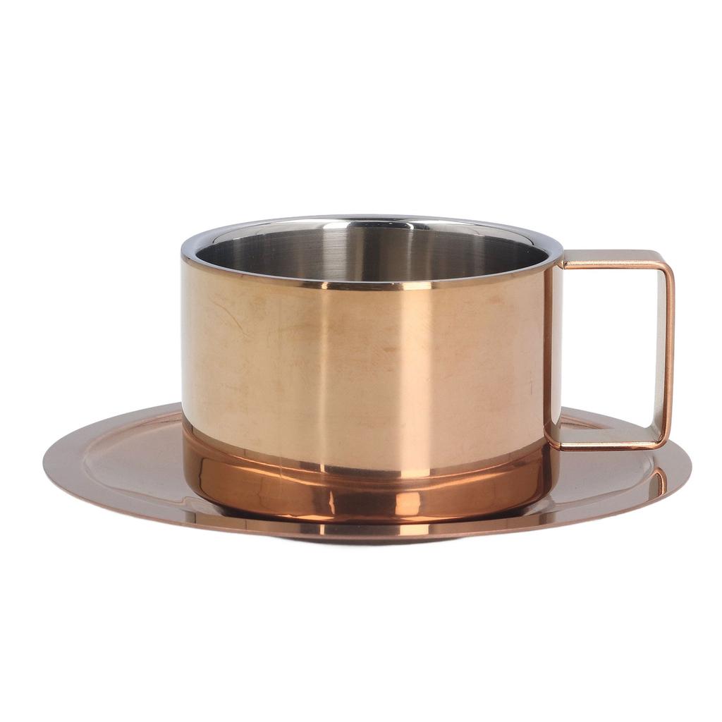 Kaffeetasse Schlicht Genial 304 Edelstahl Kaffeetassen-Set mit Kaffeeteller für Zuhause Outdoor