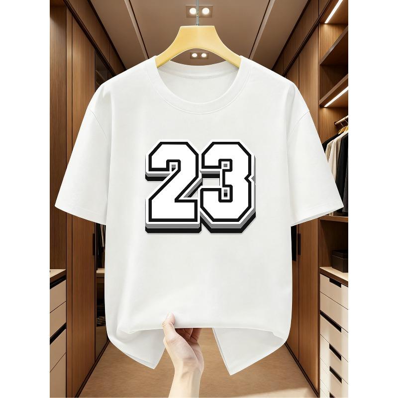 European Sizes Men'S T-Shirts 100% Easy Number 23 Print Round Neck Short Sleeve T-Shirt Comfortable Casual Short-Sleeved T-Shirt In Summer