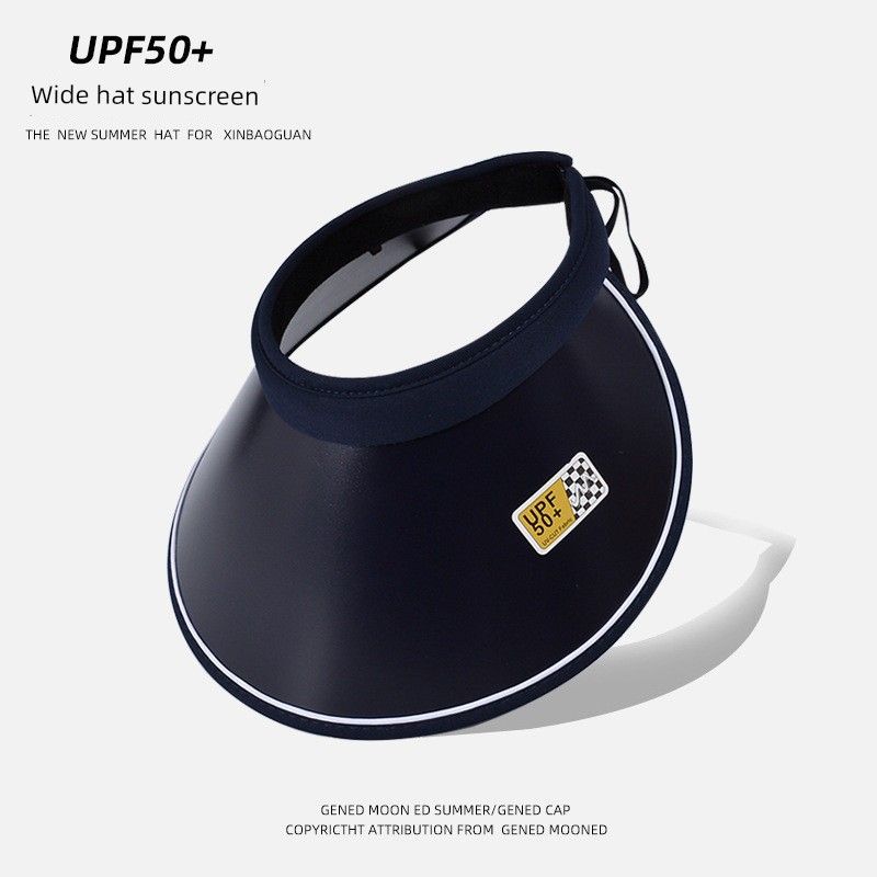 

8433 Sunlight Blocker for Summer Topless Hat K-style Easiest for Match Pearl Sun Hat Black Glue Big Brim Headband Hat for Women 8096-Navy Blue