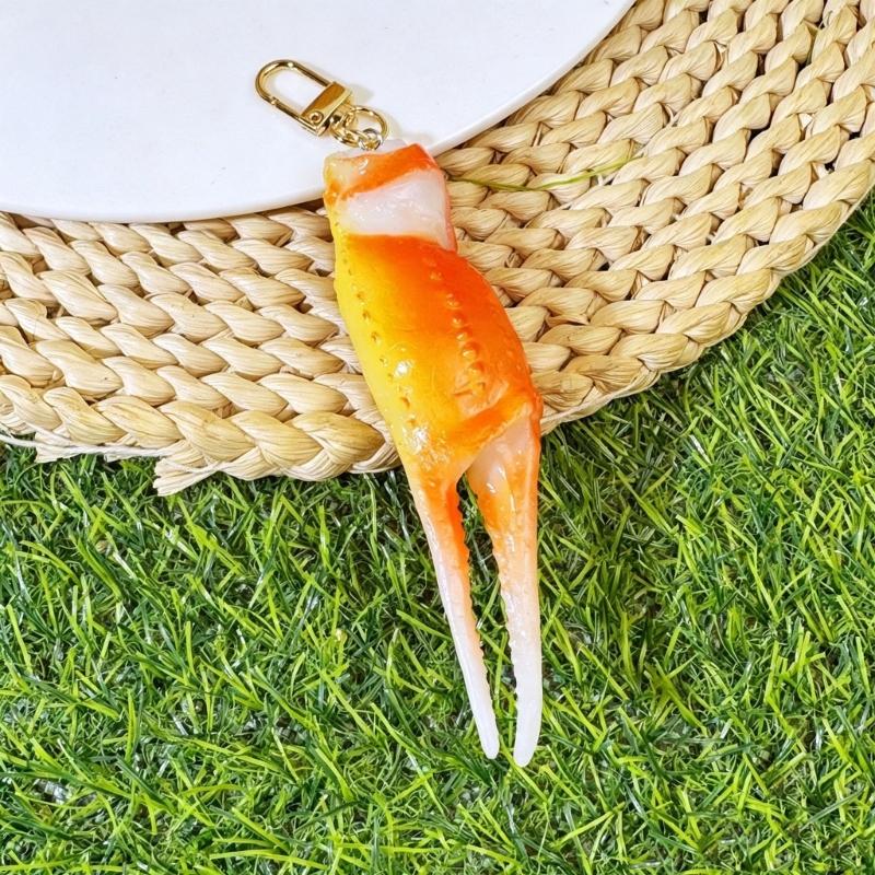 Realistic Food Keychain Set PVC Mini Crab Lobster Keyring Creative Novelty Fun Gift for Car Key Backpack Lovers Friend Party Decoration