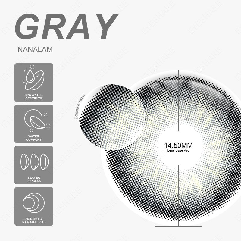 AMARA Neue farbige Kontaktlinsen für die Augen, 1 Paar, natürliche graue Linsen, braun gefärbte Pupillen, jährliche modische Beauty-Kontaktlinsen