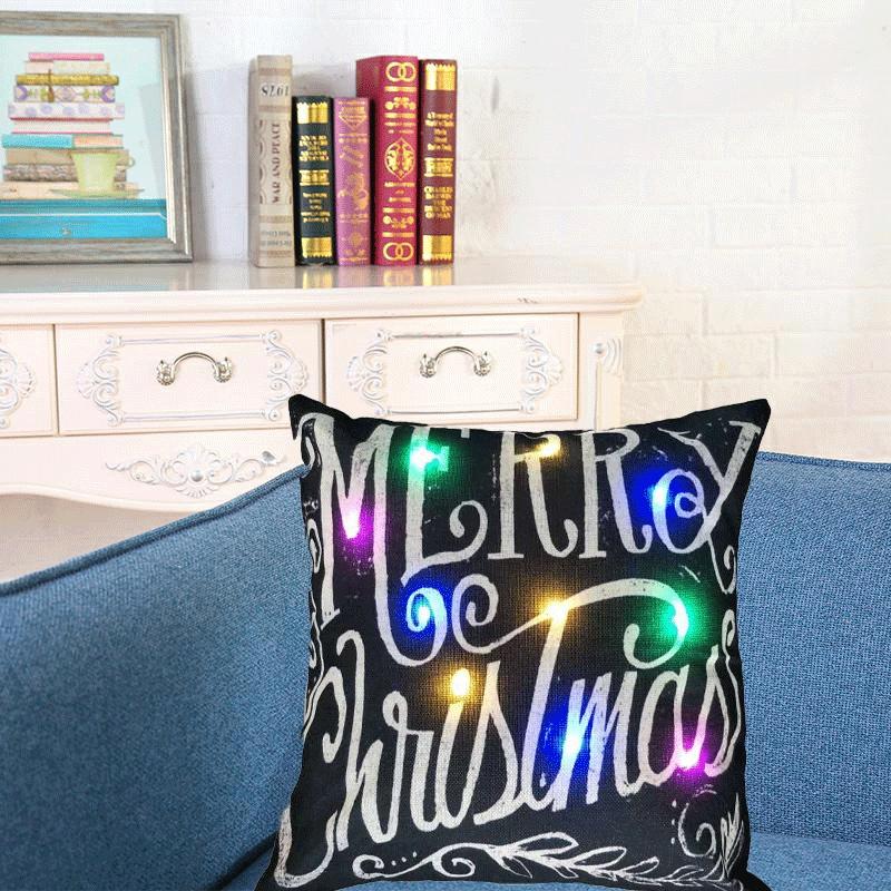 Luxuriöser Weihnachts-LED-Lichter Kissenbezug aus Leinen für festliche Heimdekoration und gemütliches Sofa