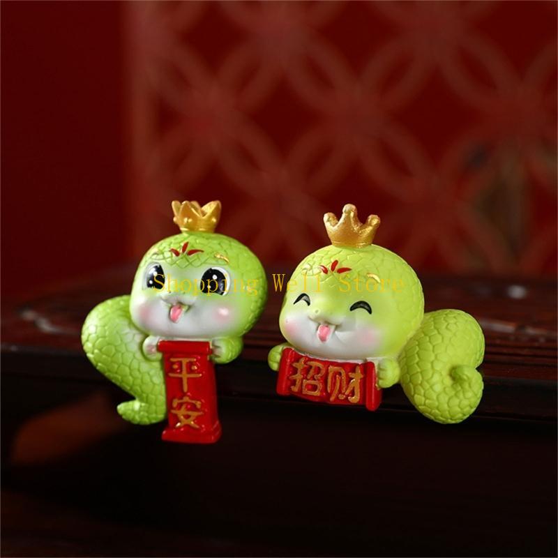 KX4B Chinese Snake Year Mini Resins Snake Delicate Funny Snake Figurine Decoration
