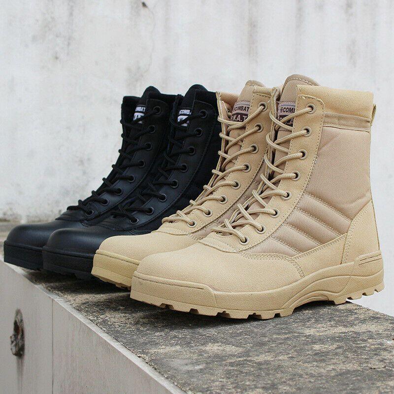 Comfortable Shock Absorbing Men's Military Combat Boots With Durable Rubber Sole