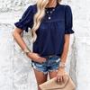 Nuovo Stile Estivo Camicia Casual Moda Donna Lavorata all'Uncinetto Larga con Maniche a Palloncino