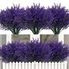 5PCS UV Resistant Faux Lavender 7 Heads Lavender Bouquet Realistic Fake Flowers  Home Decor