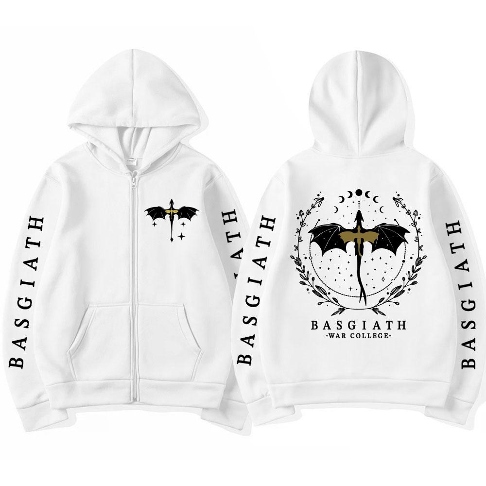 Basgiath War College Popular Zip Up Hoodies Fourth Wing Dragon Sweatshirt Men Women Harajuku Loose Fleece Coats
