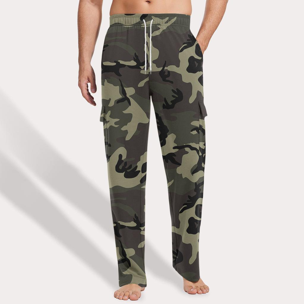 Herren Locker Lässige Mehrfach-Taschen Arbeitshose, Jugendliche Stretch-Taille Kordelzug Hose