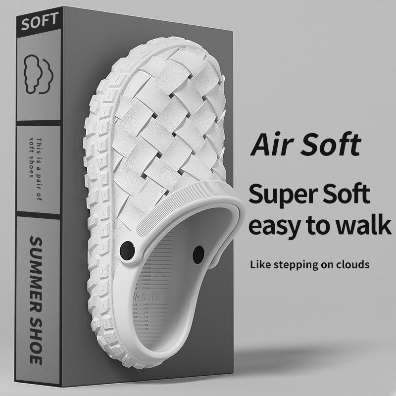 

Пещерная обувь для мужчин на лето, противоскользящая и дышащая для вождения, подходит как для повседневной носки, так и для плетеных носков, крутые тапочки 40-41 белый