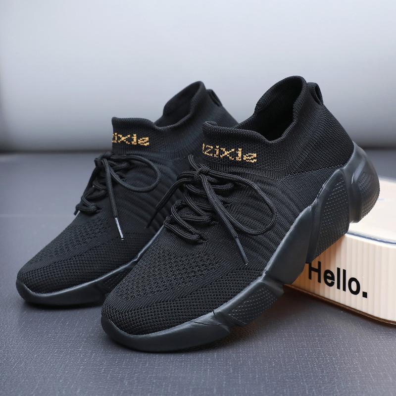 Sports shoes women's shoes summer breathable fly-woven elastic socks shoes men's knitted soft-soled running shoes versatile