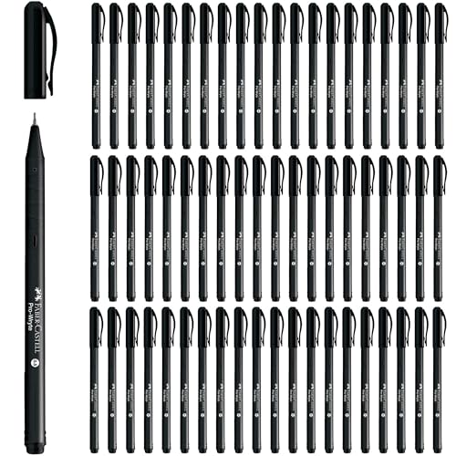 Faber-Castell Pro Light Oil-Based Ballpoint Pens, 0.5mm, Black, Pack of 60, 27115004