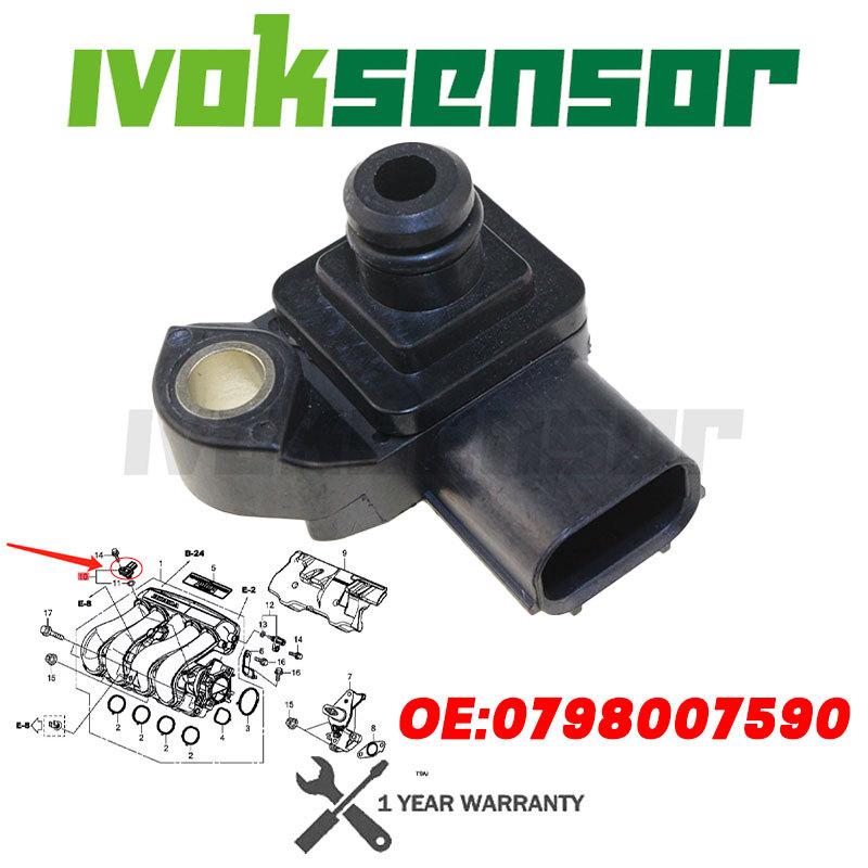 079800-7590 37830-RNA-A01 MAP Sensor Intake Air Pressure For Honda Accord Civic Fit HR-V HRV Odyssey Pilot Element 2.8 2.4 3.5
