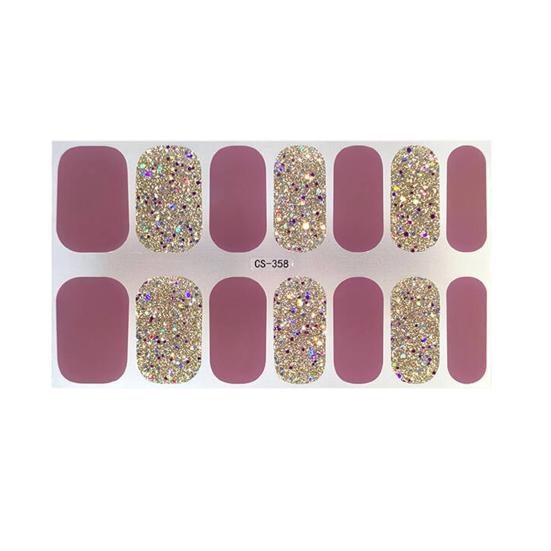 1 Sheet Gel Nail Strip UV Free Easy Apply Remove Self-adhesive Nail Sticker Long Lasting Waterproof Quality Glitter Solid Color Decorative Nail Wrap