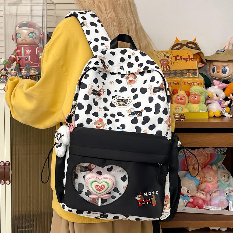 

Korean Series Ins Leopard-print Dachshund Backpack Female Large Capacity High School Students Junior Primary Schoolbag backpack чёрный