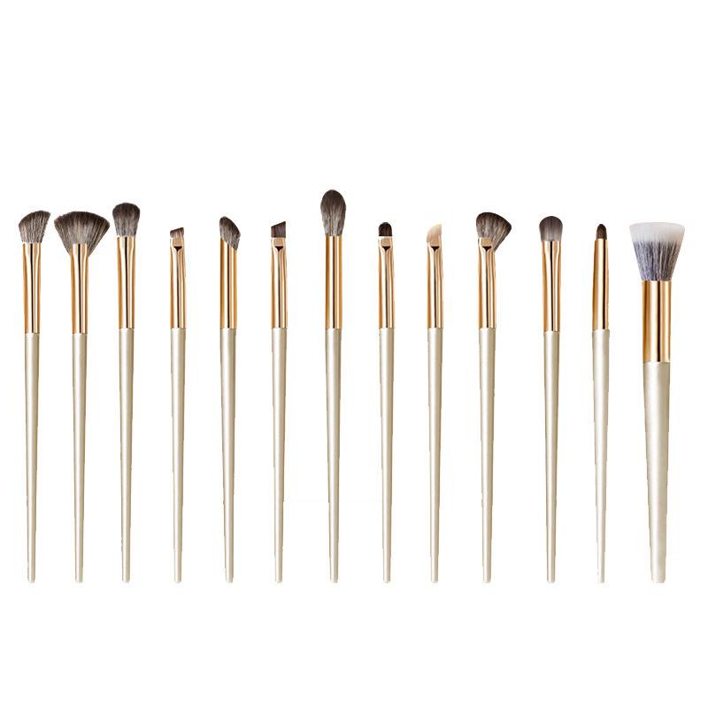 15-Piece Gold Makeup Brush Set: Includes Eyebrow, Eyeshadow, and Powder Brushes