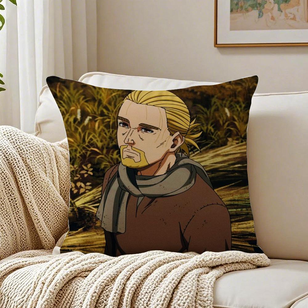 Epic Historical Anime V-Vinland Saga 3 Cushion Cover Linen Pillowcase Soft For Sofa Bed Home Room Decor
