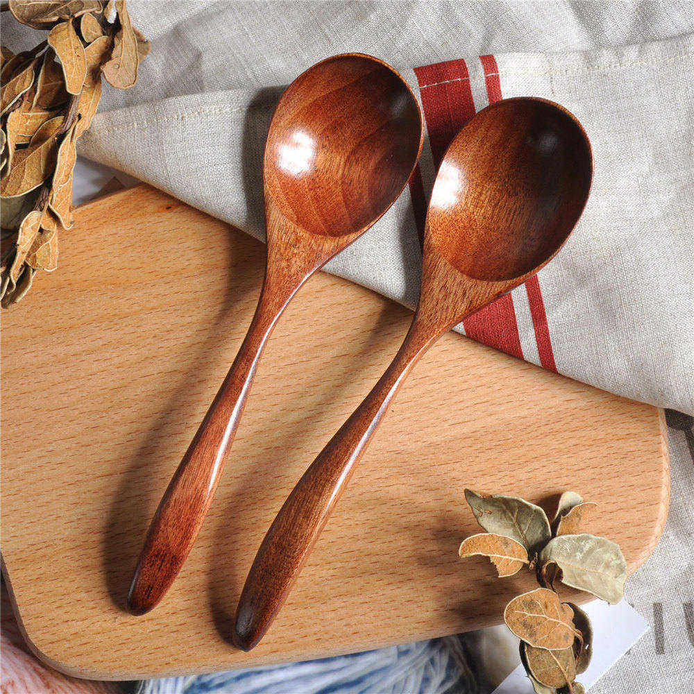 Wooden Spoon Cooking Spoon Bamboo Wave Pattern Kitchen Cooking Utensil Tool Soup Teaspoon Catering for Kitchen Dessert Tableware4
