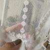 Double Pearls Lace Bottom Beaded Half Yarn Drapes Embroidered White Gauze Window Valance  Kitchen