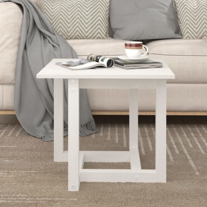 VidaXL Table basse Blanc 50x50x45 cm Bois massif de pin 822173
