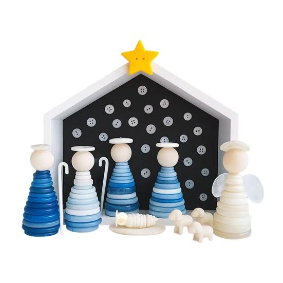 DIY Button Nativity Scene Kit Christmas Craft Set with Buttons Beads