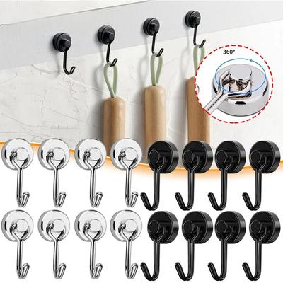 2/4/8 STÜCKE Magnethaken Hochleistungsmagnete Haken 30LB Starker Neodym-Magnet mit Schwenkhaken für den Kühlschrank in der Küche zu Hause