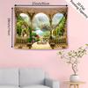 Renaissance Garden Tapestry Waterfall Forest View Balcony Arch Wall Hanging Backdrop