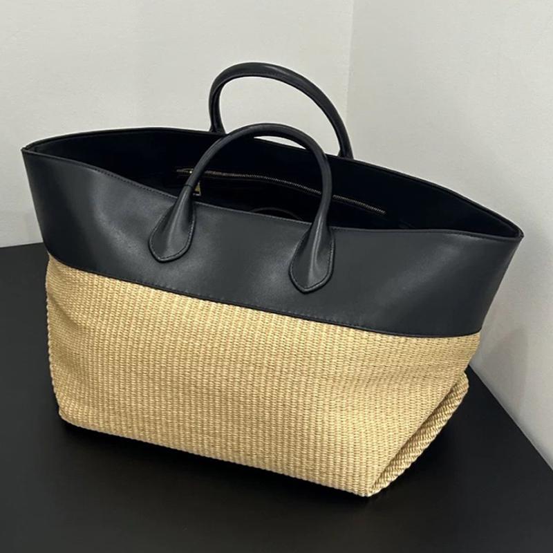 Sac Cabas en Paille Color-block Nouveau Style Été Polyvalent Sac de Plage Sac à Bandoulière de Niche en Forme d'Aile Sac à Main pour Commuter Femme
