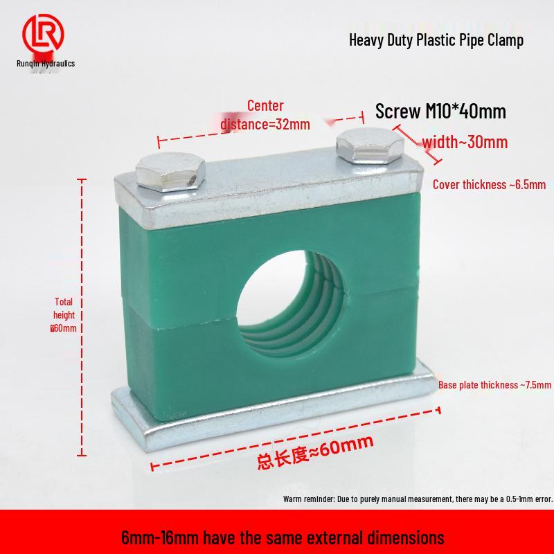 Galvanized Heavy-Duty Plastic Marine Pipe Clamp - Single/Double Hole for Oil, Iron, or Steel Pipes and Cables