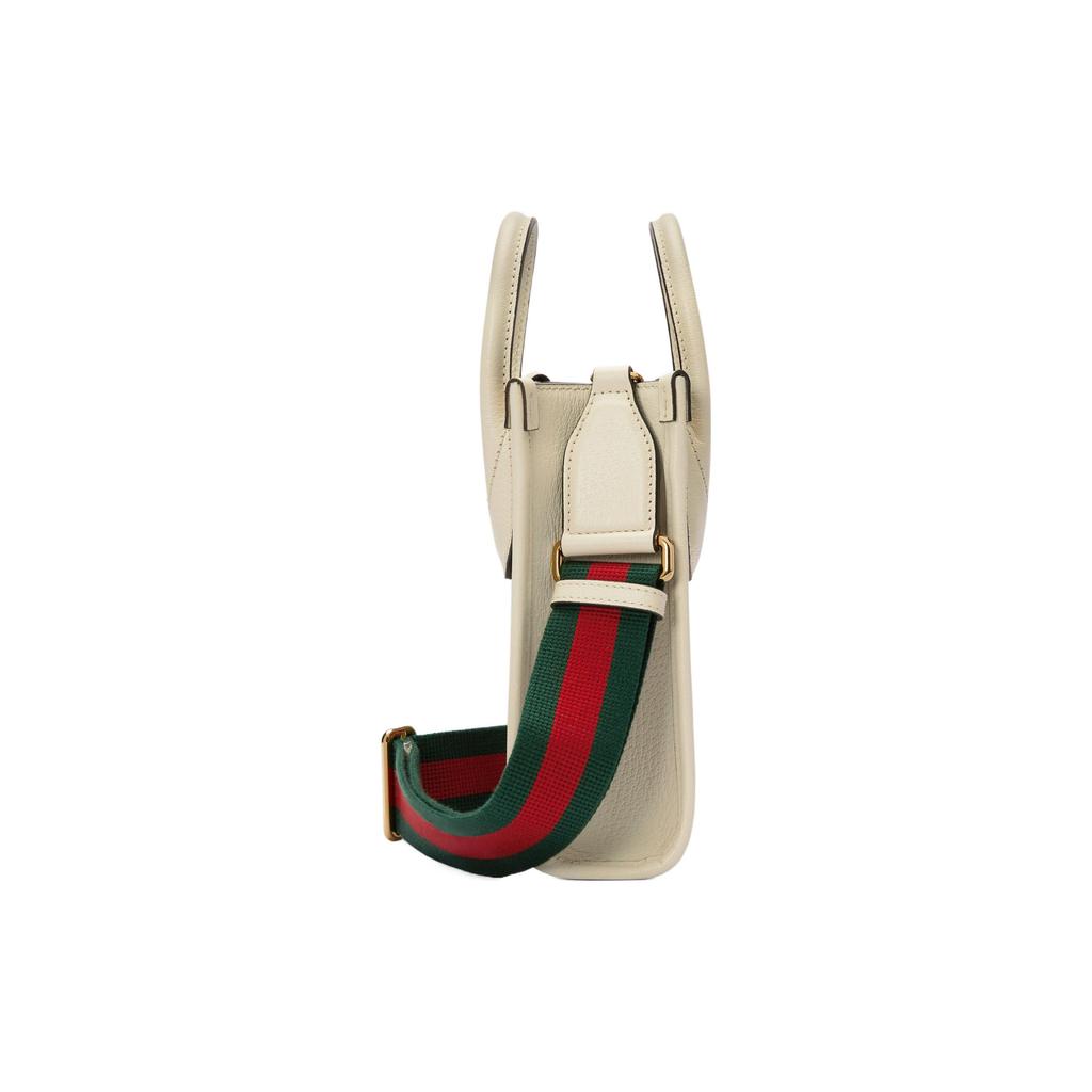 Gucci X Kim Jong Min Puppy Print Mini Tote Bag Beige Canvas White Leather Daily Use 699406-FABOG-9742