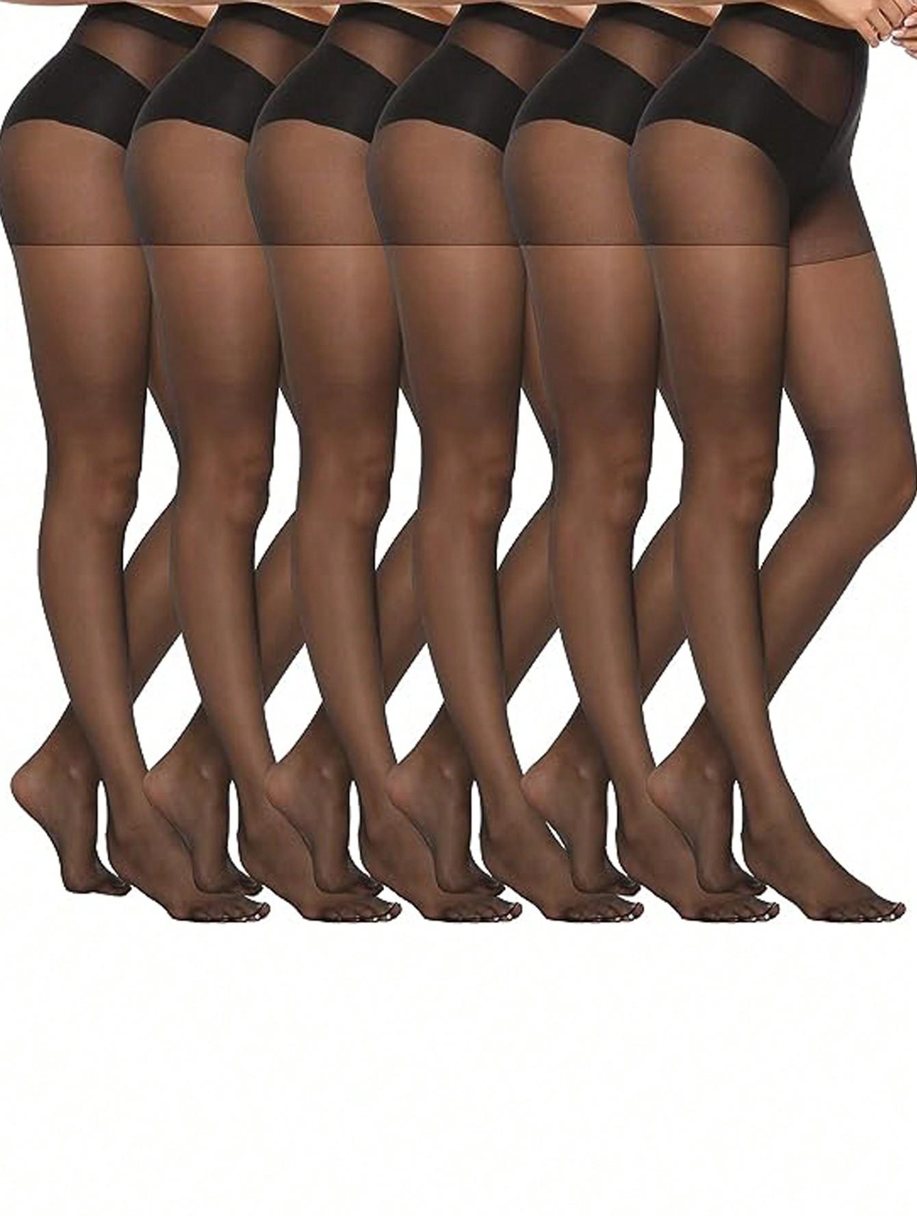 6 Paar Dames Doorzichtige Corrigerende Panty's Verkrijgbaar in 2 Kleuren Hoge Taille Panty's M brown