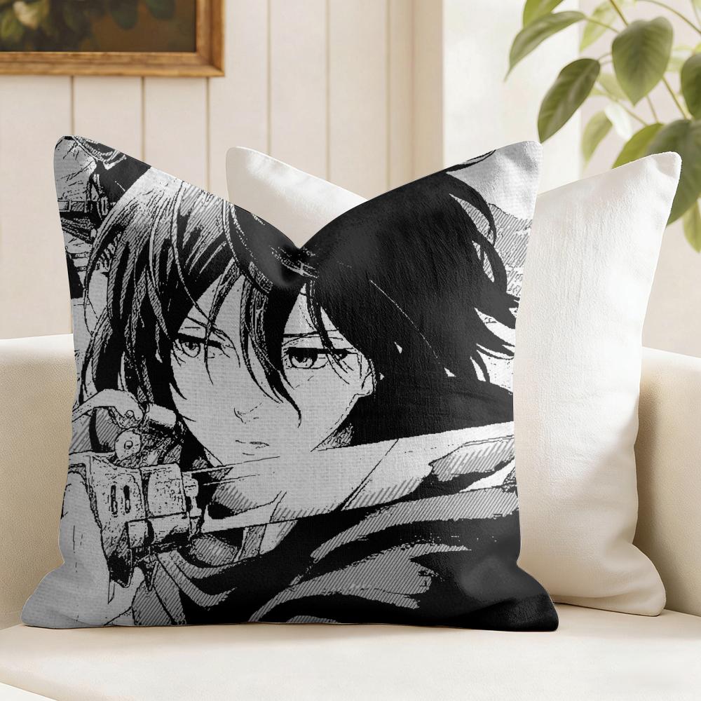 Anime Aattack On Titans Cushion Cover Natural Linen Double Sided Print Throw Pillow Case for Sofa Couch Home Decor