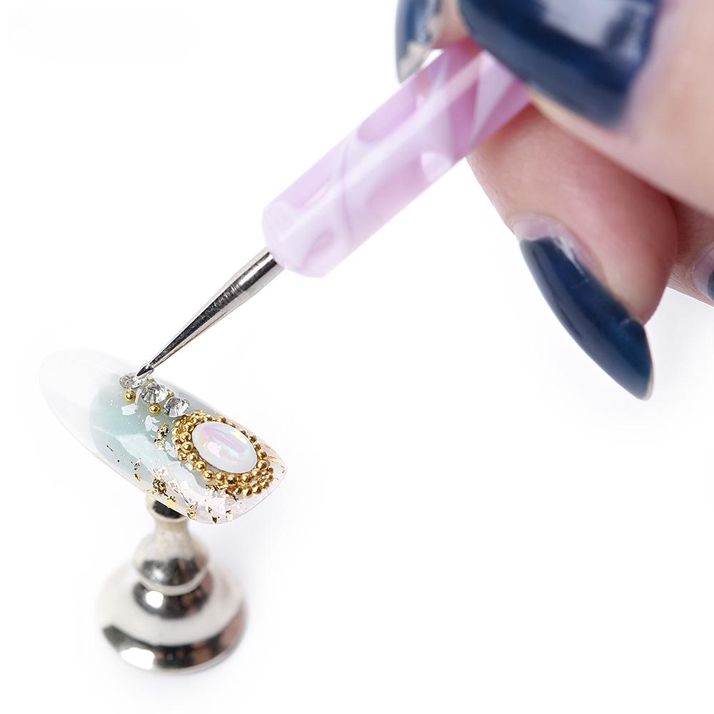 1 Set of Dual-ended Nail Art Dotting Pen Steel Drilling Point Pen Nail Tip Dot Paint Drawing Manicure Tool Home Salon Rhinestone Picker