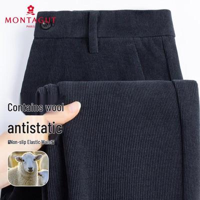 MONTAGUT Herren Wollmischung Kord Business Casual Hose