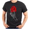 Skeleton Hand Holding Rose Gothic Punk Emo Womens or Mens Crewneck T Shirt Tee