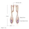 Shiny Purple Natural Zircon Long Dangle Earrings For Women  Rose Gold Color Vintage Ethnic Bride Daily Fine Jewelry
